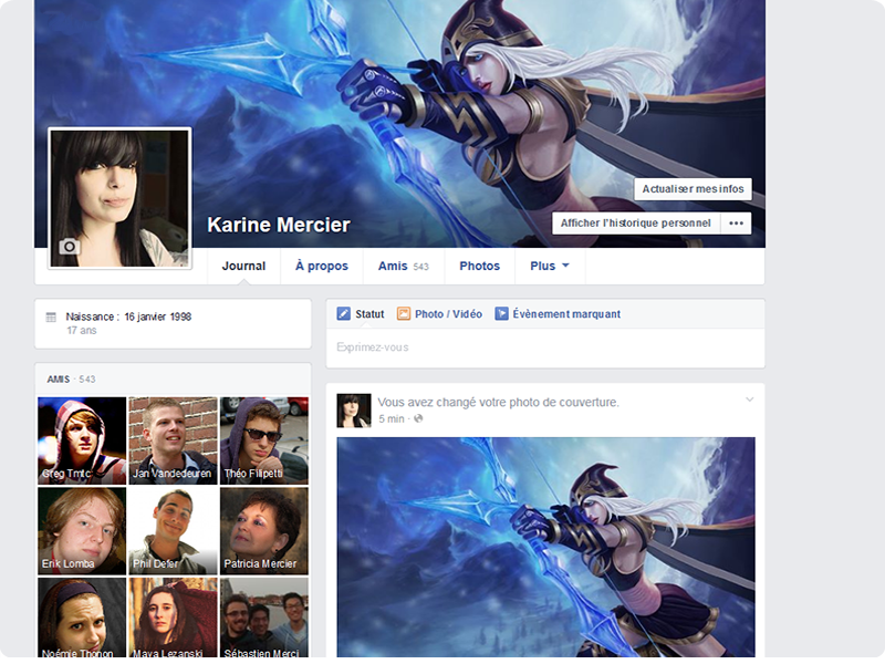 Page Facebook de Karine